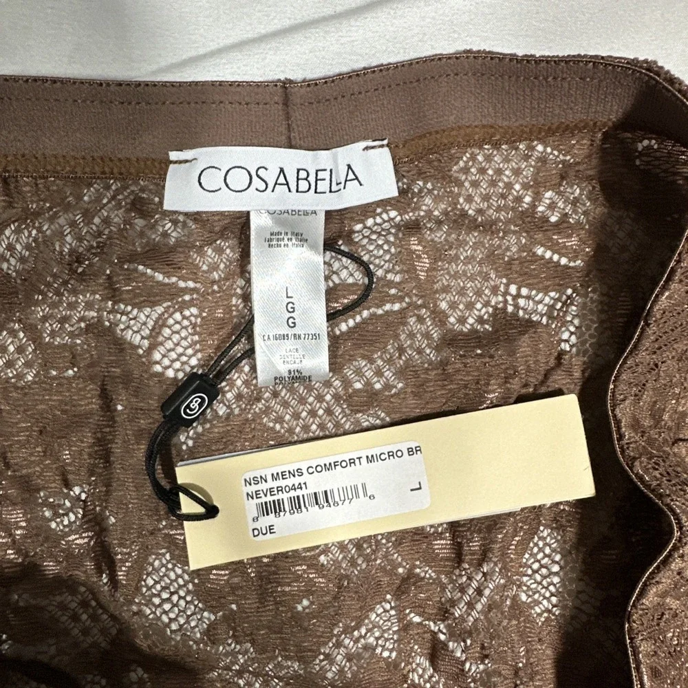 NWT Cosabella [ MEN Large ] Never Say Never Comfort Micro Brief Lace Brown U1940
